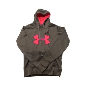 Under Armour Coldyear XS Gray Hoodie Pink Logo Pocket